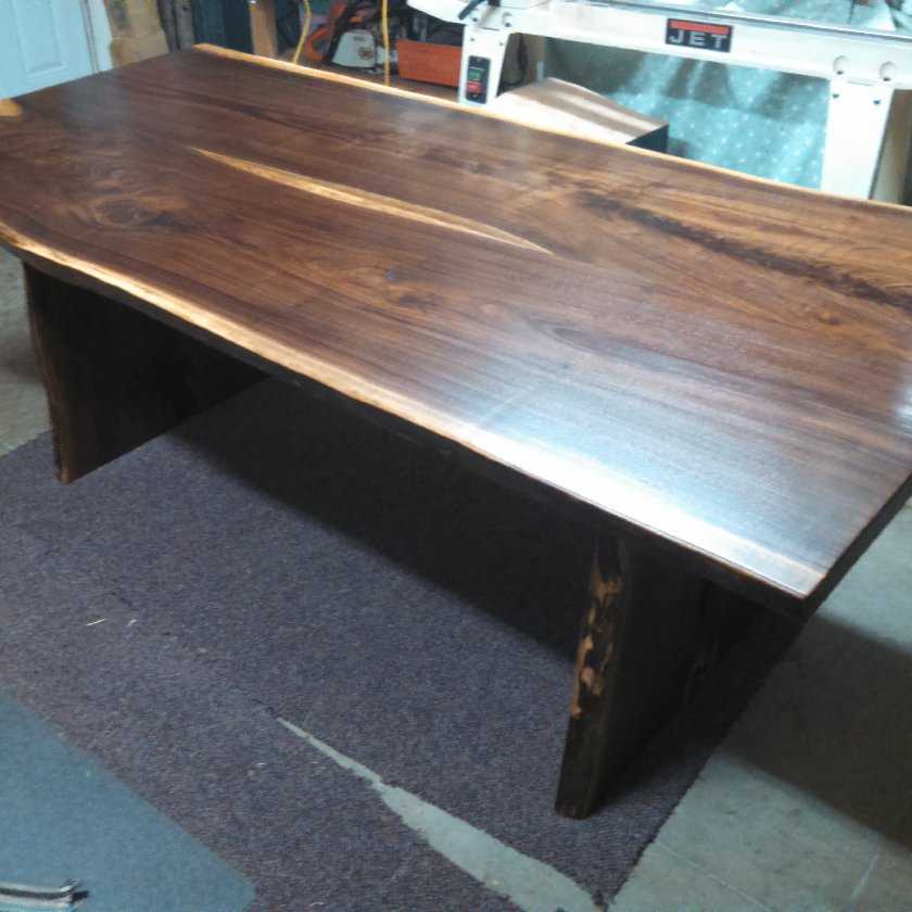 A Beautiful Walnut Live Edge Slab Dining Table